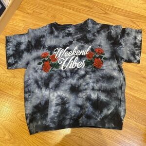 Mighty Fine Black Tie-Dye Kids Tee with Roses
